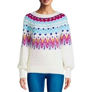 89TH + MADISON Ivory Faire Isle Pullover Sweater